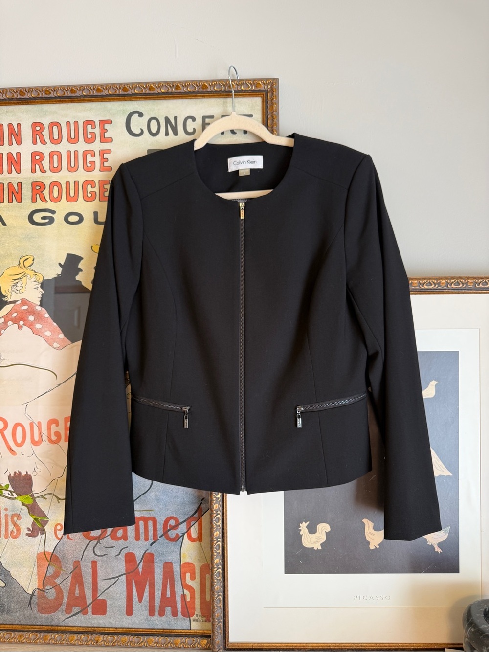 Calvin Klein Black Zip-Front Blazer